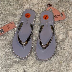 Juicy Couture Silver Sandals with Metallic Trim